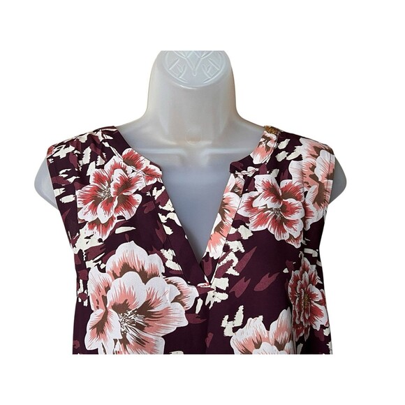 Maurice's Atwood Floral Tank Top Burgundy Combo Sz XXL Business Casual Pullover - Picture 5 of 10